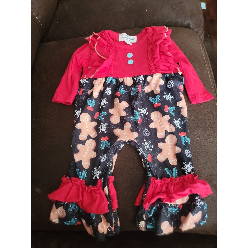 Marie nicole‎ one piece romper Christmas gingerbread snowflake 3 6 months